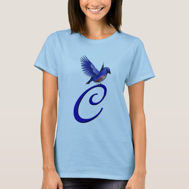 Bluebird Monogram Initial C-Elegant Tee (Framsida)