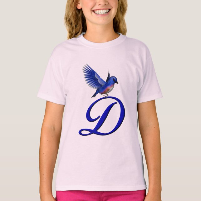 Bluebird Monogram Initial D Elegant T Shirt (Framsida)