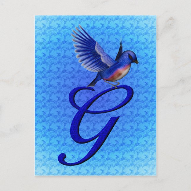 Bluebird Monogram Initial G Elegant Vykort (Framsida)
