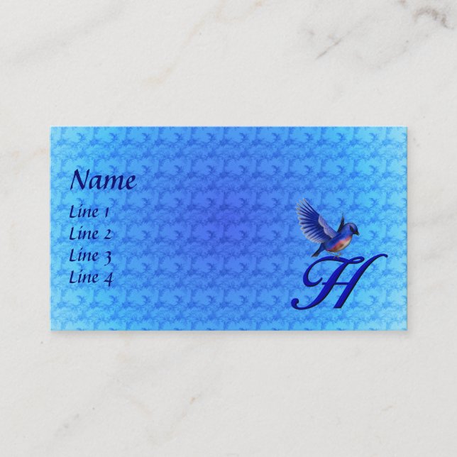 Bluebird Monogram Initial H-Elegant Visitkort (Framsida)