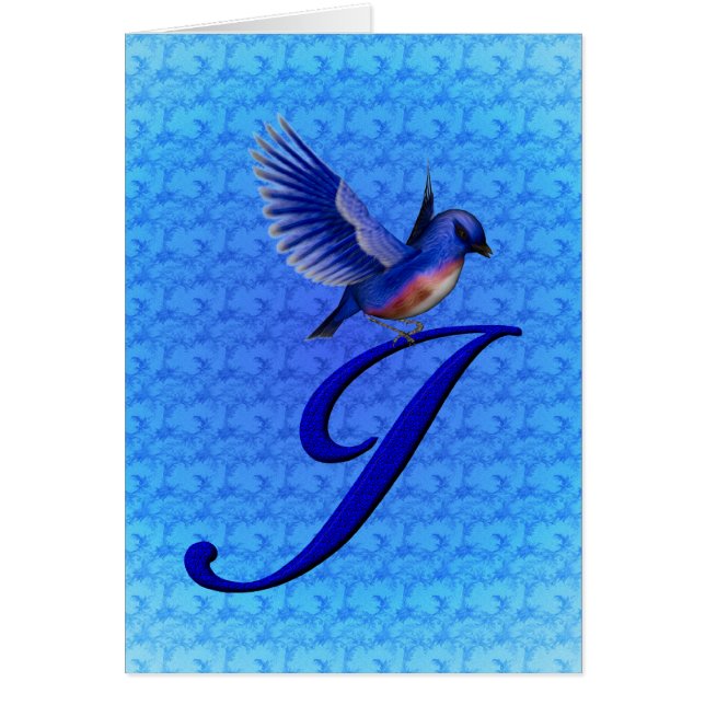 Bluebird Monogram Initial J Elegant OBS Kort (Framsidan)