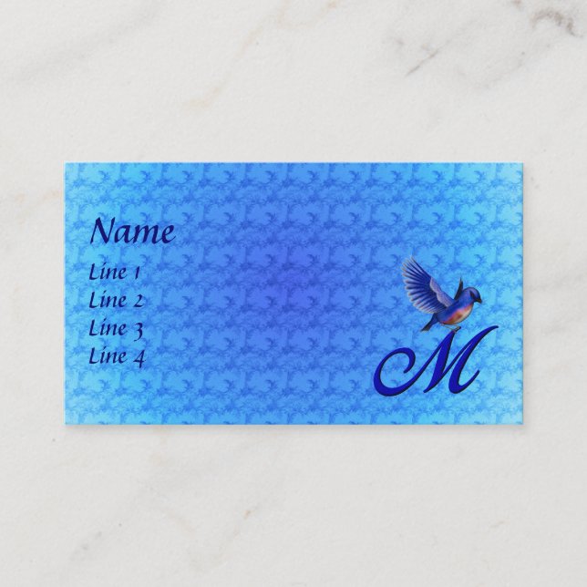 Bluebird Monogram Initial M-Elegant Visitkort (Framsida)