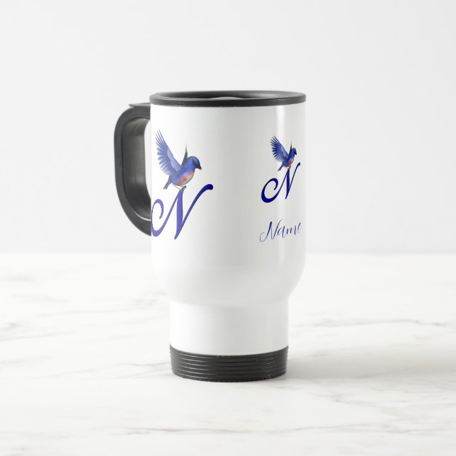 Bluebird Monogram Initial N Elegant Personalized Resemugg (Framsida vänster)