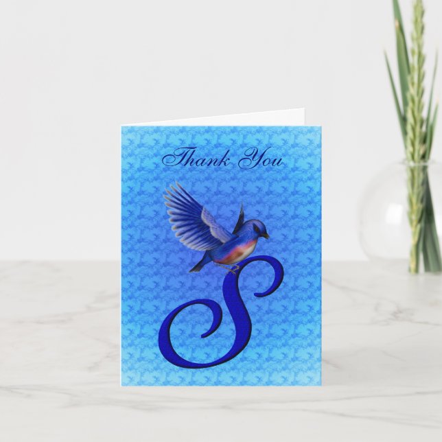 Bluebird Monogram Initial S Elegant Tack Kort (Framsida)