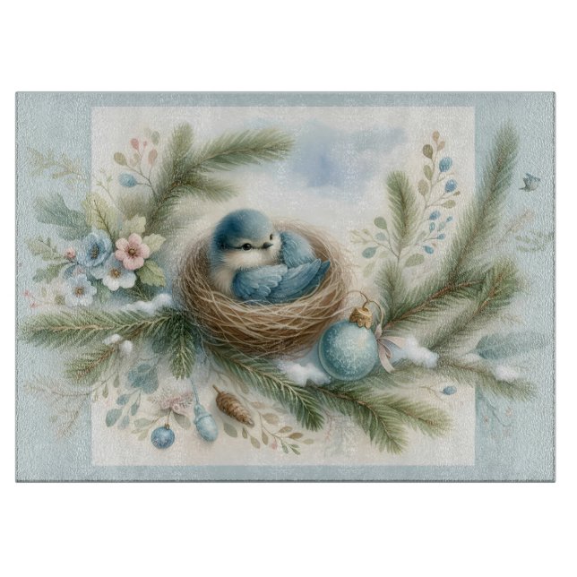 Bluebird Nest with Ornaments in Winter Pines (Framsidan)