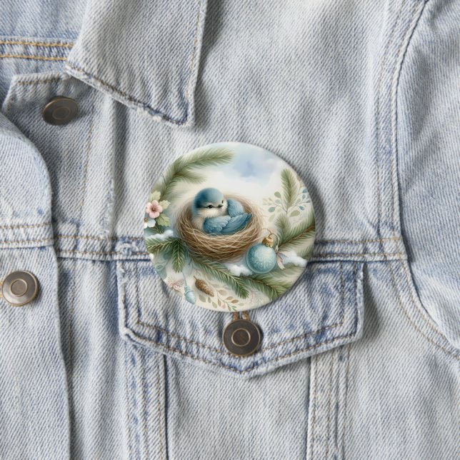 Bluebird Nest with Ornaments in Winter Pines Knapp (In Situ)