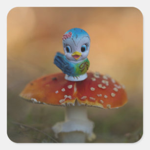 "Bluebird of Happiness Stickers" Fyrkantigt Klistermärke