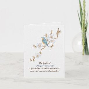 Bluebird on Almond Twig Sympathy Tack Kort