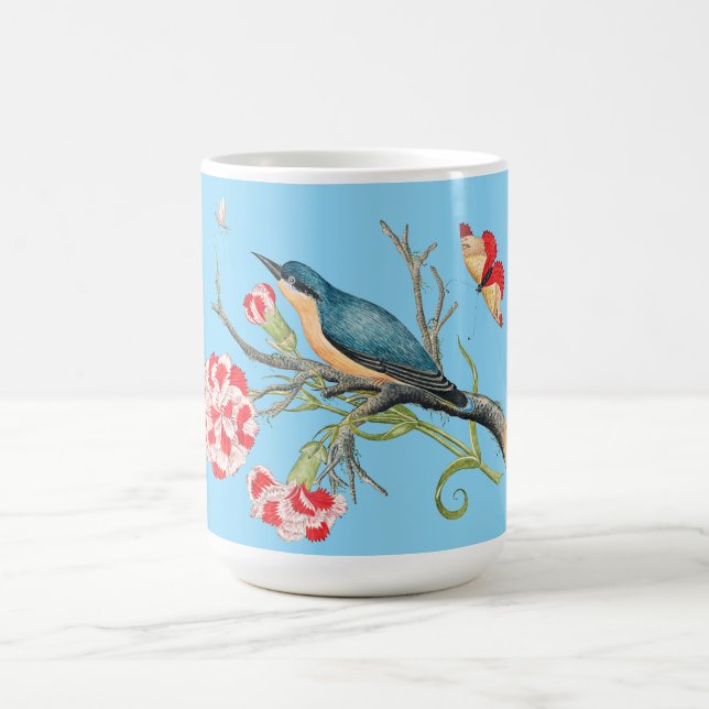 Bluebird on carnations kaffemugg (Center)
