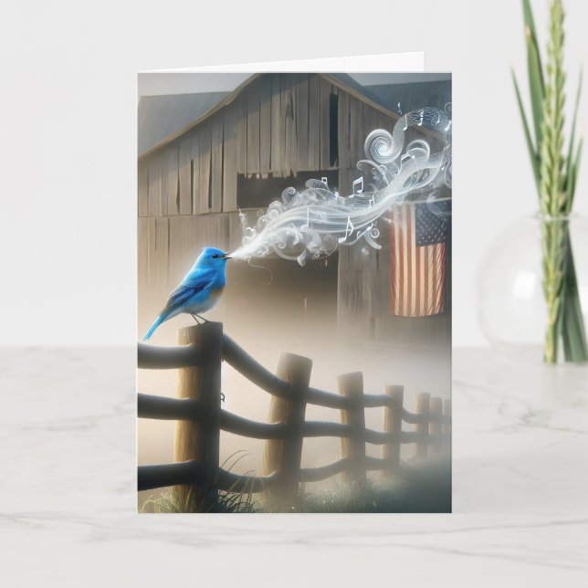 Bluebird on Farm Fence Kort (Framsida)