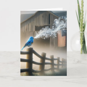 Bluebird on Farm Fence Kort