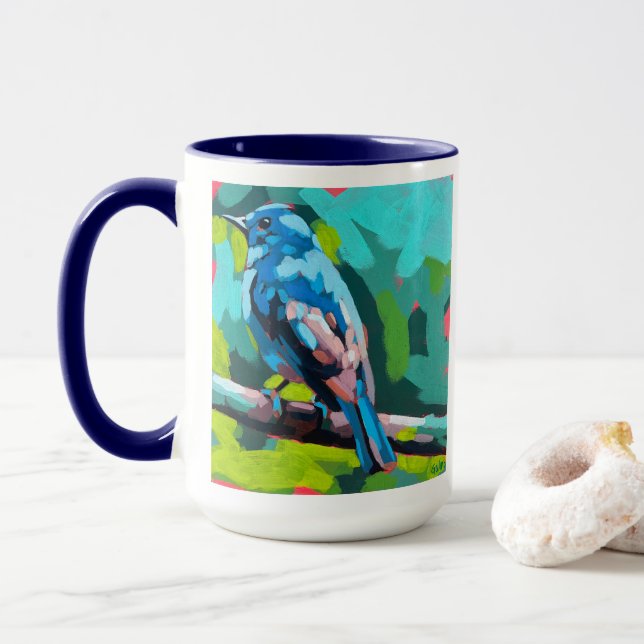 Bluebird Painting - Gift for Bird Lovers Mugg (Med munk)