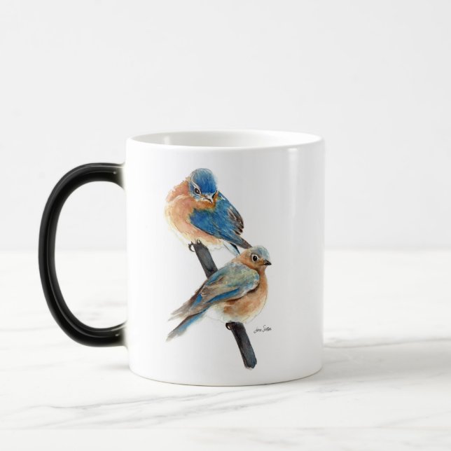 Bluebird par Watercolor Art Art Magisk Mugg (Vänster)