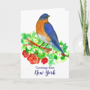 Bluebird Röd ros Hälsning från New York Kort