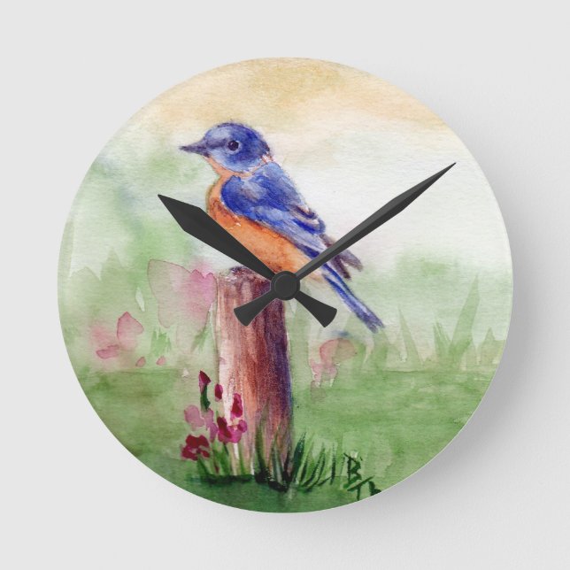 Bluebird Sång Wall Clock Rund Klocka (Framsida)