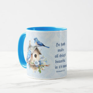 Bluebird Scripture Mugg Birdhouse Ecclesiastes