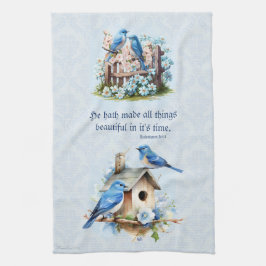 Bluebird Scripture Towel Birdhouse Ecclesiastes Kökshandduk