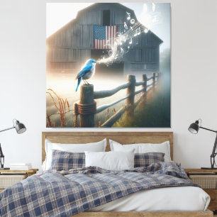 Bluebird Singing a Sång Canvastryck