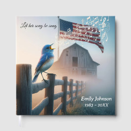 Bluebird Singing och American Flagga Memorial Serv Gästböcker
