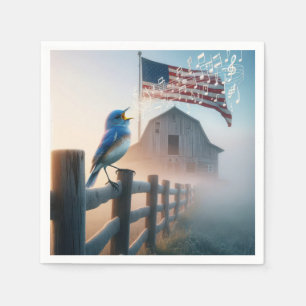 Bluebird sjunger med amerikansk Flagga Pappersservett