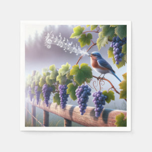 Bluebird sjunger på en grapevine pappersservett