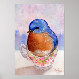 Bluebird Tekopp Watercolor Poster