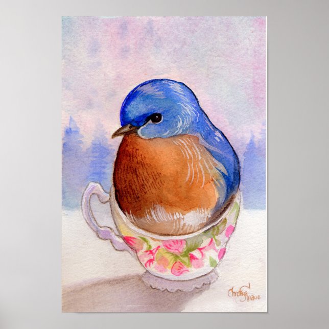 Bluebird Tekopp Watercolor Poster (Framsidan)