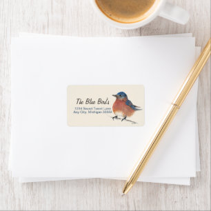 Bluebird Watercolor Art Adressetikett