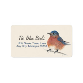 Bluebird Watercolor Art Adressetikett