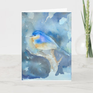 Bluebird Watercolor Art Helgkort