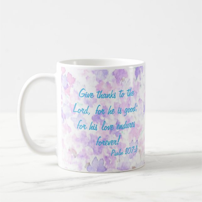 Bluebird Watercolor Scripture Mugg Psalm 107 (Vänster)
