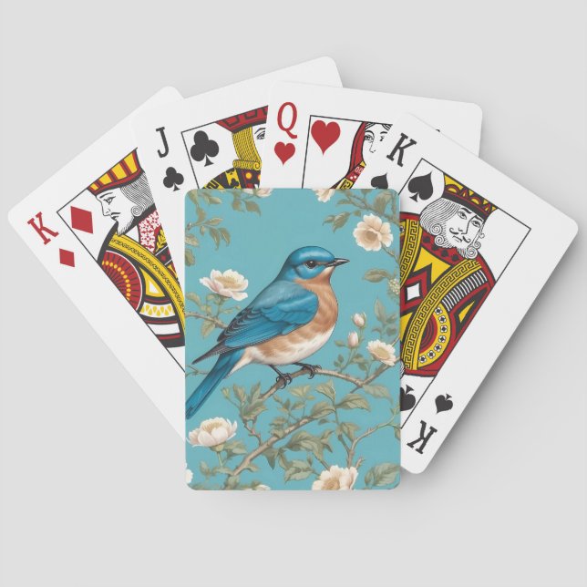 Bluebird William Morris Inspired Turqis Casinokort (Baksidan)