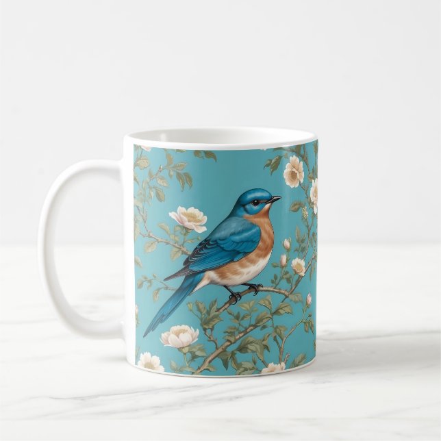 Bluebird William Morris Inspired Turqis Kaffemugg (Vänster)
