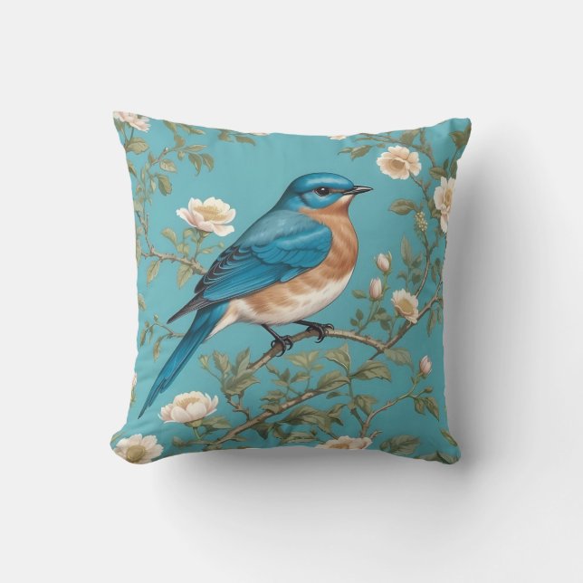 Bluebird William Morris Inspired Turqis Kudde (Framsida)