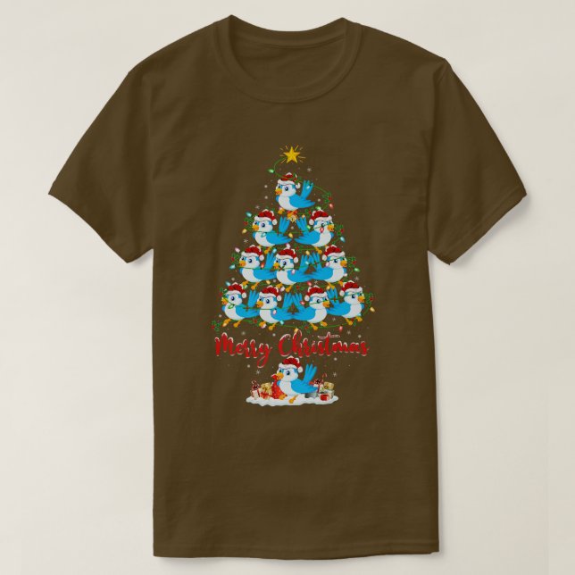 Bluebirds Älskare Julafton Matching Santa Bluebird T Shirt (Design framsida)