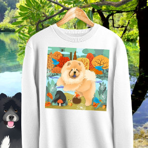 BLUEBIRDS AV HAPPINESS Chow White Sweatshirt T Shirt