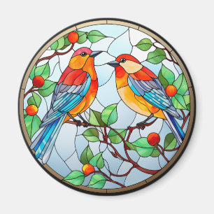 Bluebirds av sötglasaktigt glas magnet