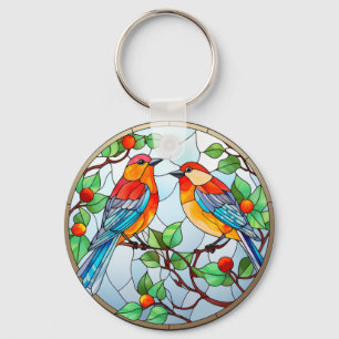 Bluebirds av sötglasaktigt glas nyckelring