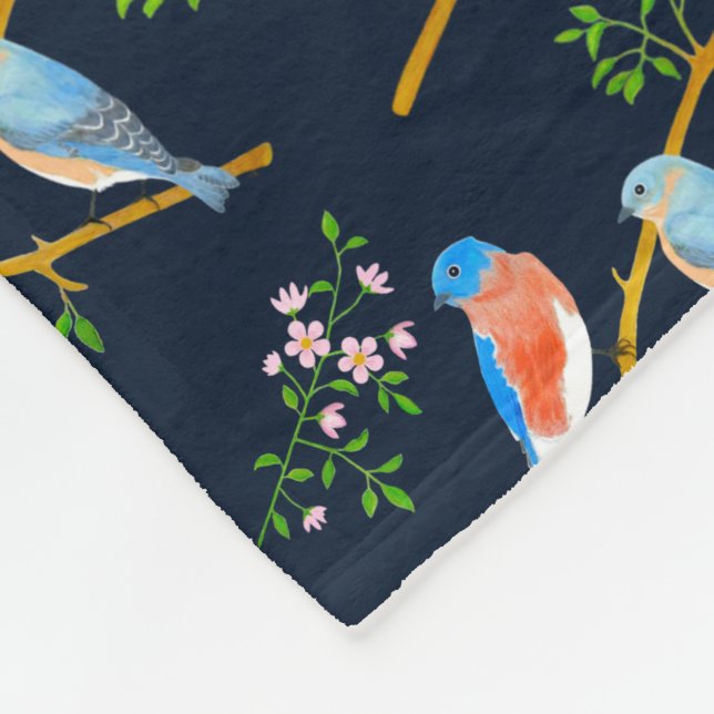 Bluebirds Blue Fleece Blanket (Hörn)