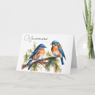 Bluebirds för årsdag för vattenfärg kort