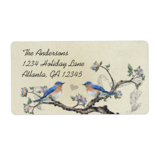 Bluebirds för musikVintage med hjärtetiketter Fraktsedel