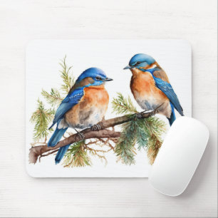Bluebirds för vattenfärg musmatta