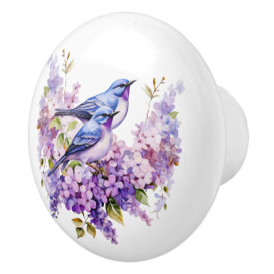 Bluebirds för vattenfärg och Lilacs Knopp