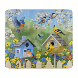 Bluebirds Goldfinches Birdhouse Blomsterträdgård
