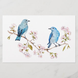 Bluebirds i bergsområdena vid Sakura Gren Brevpapper