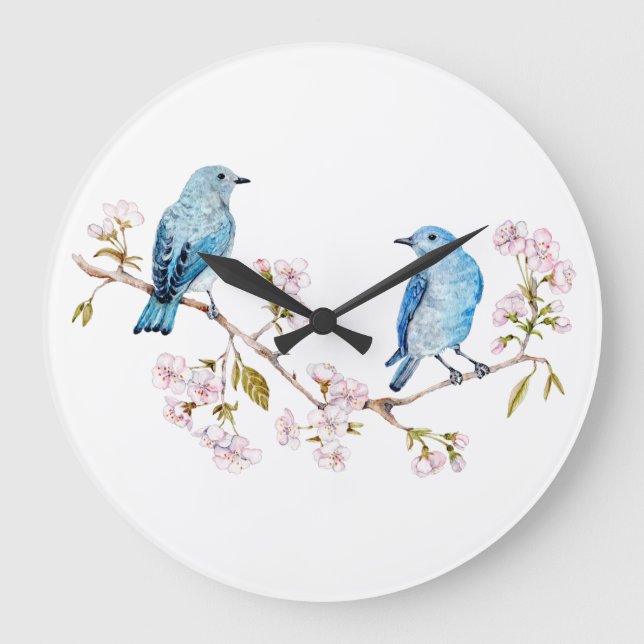 Bluebirds i bergsområdena vid Sakura Gren Stor Klocka (Framsida)