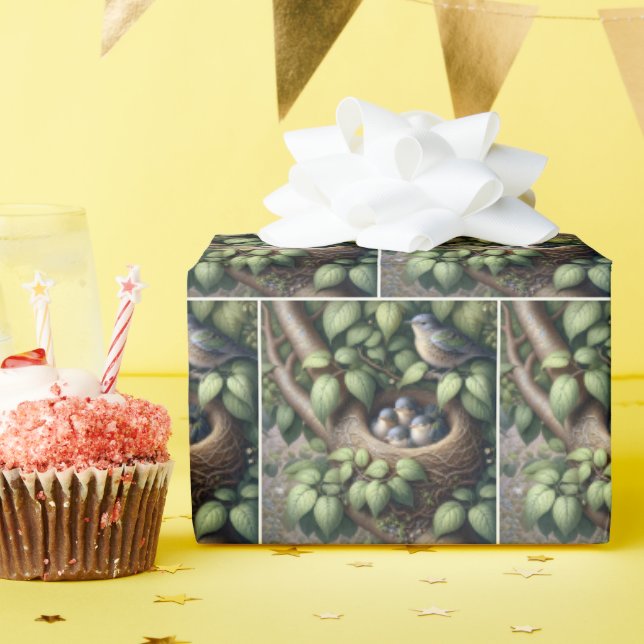 Bluebirds i viloläge presentpapper (Födelsedagsfest)