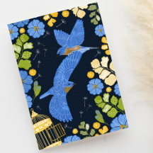 Bluebirds och Blå primroses Blank Hälsning