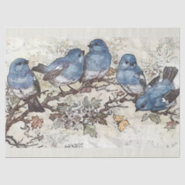 Bluebirds och Blommar Vattenfärgsavgränsning