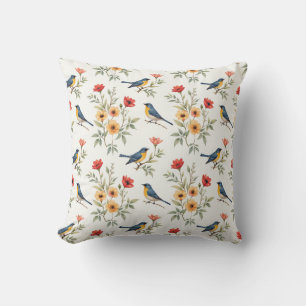 Bluebirds och blommor kudde